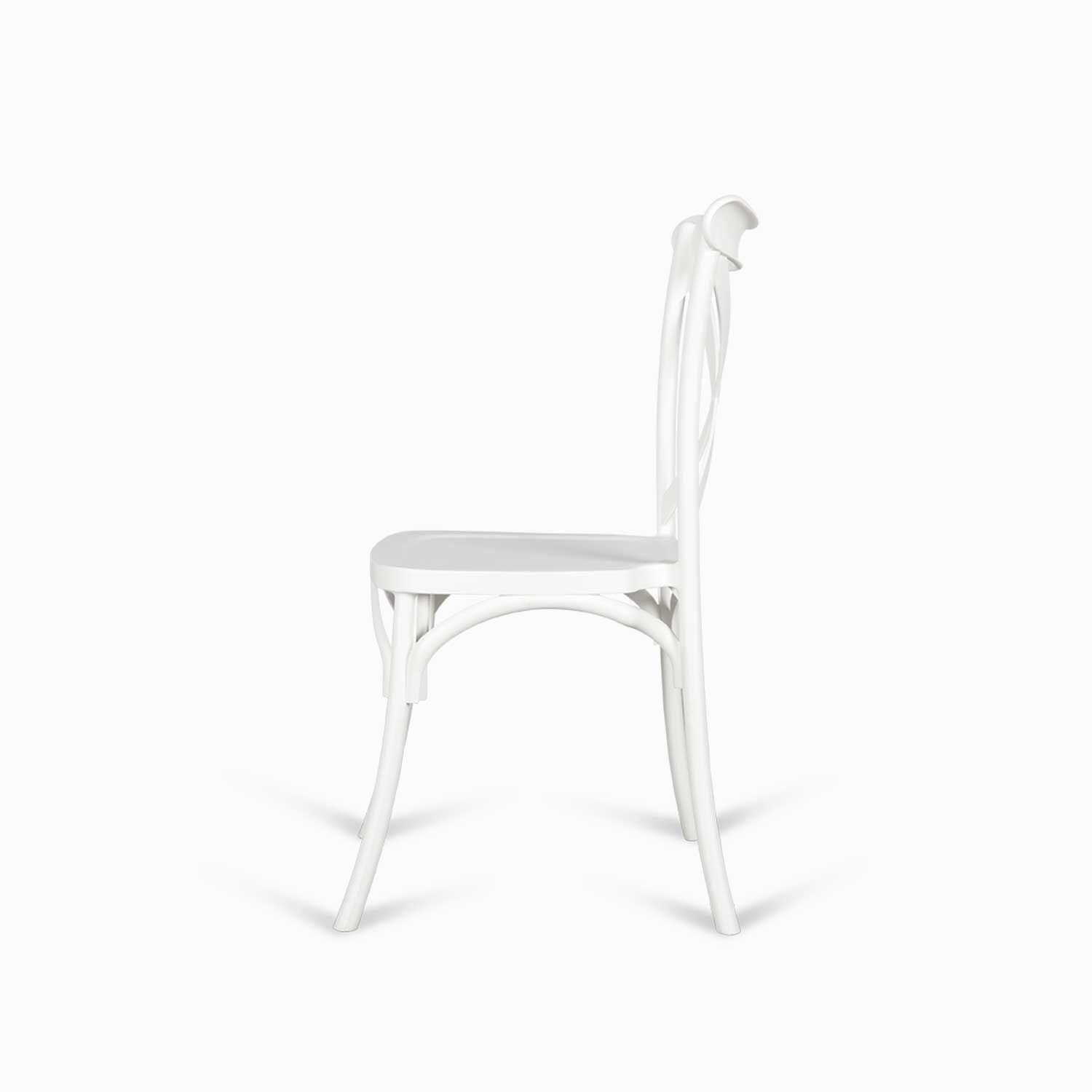 Silla X blanca en plástico apilable