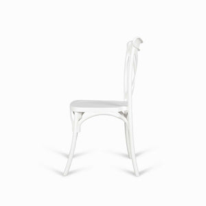 Silla X blanca en plástico apilable