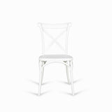 Silla X blanca en plástico apilable