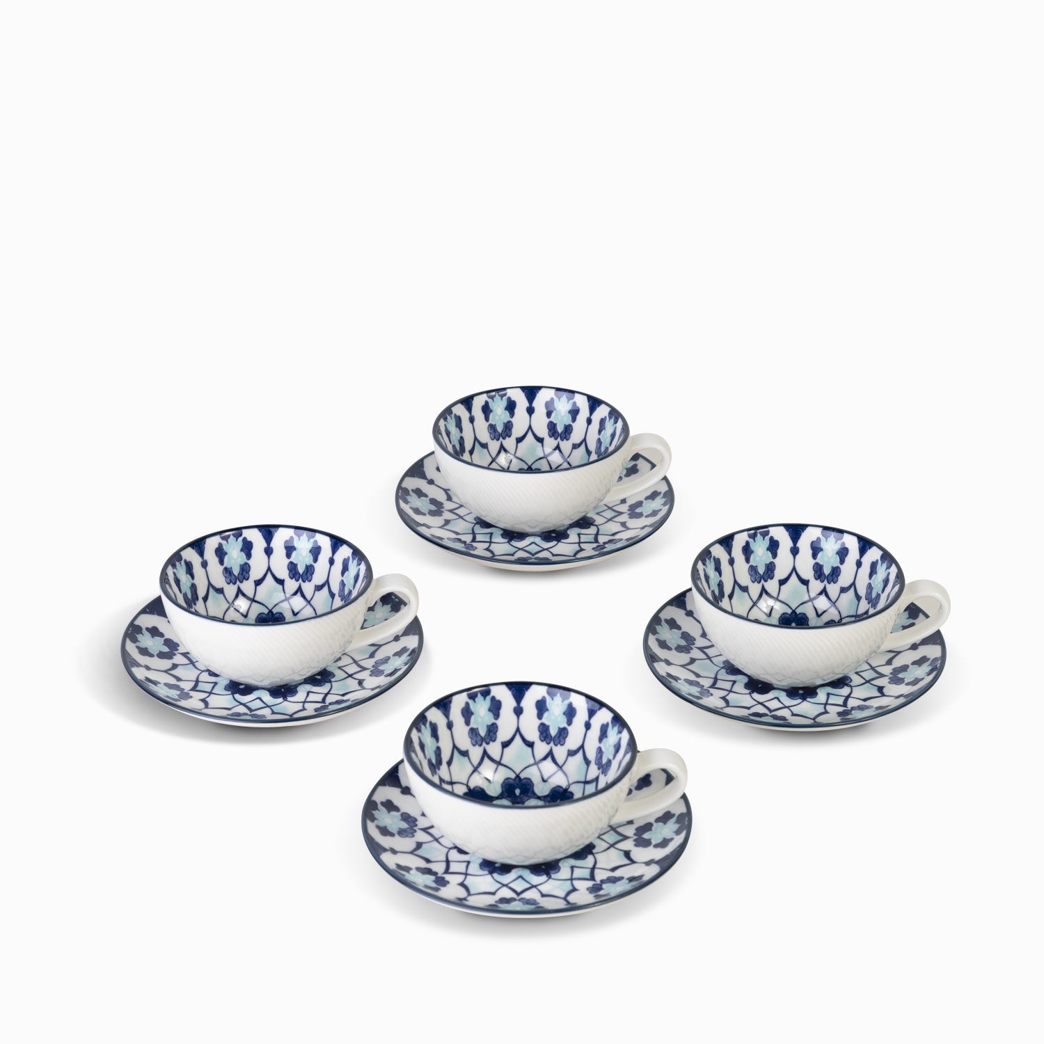 Pocillo y plato flor indigo set x 4-1-AMBIENTE GOURMET MÉXICO