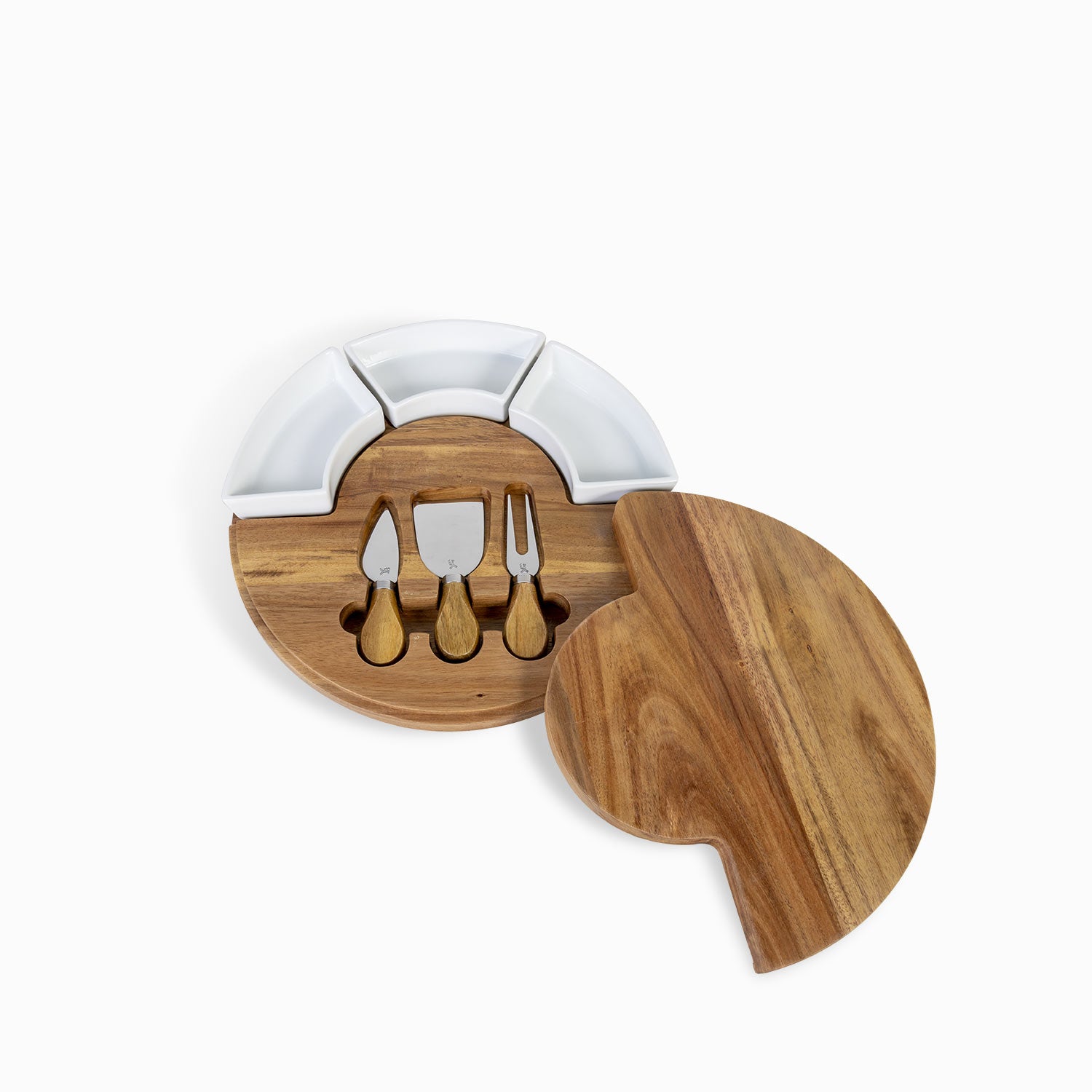 Set para quesos acacia con recipientes de cerámica