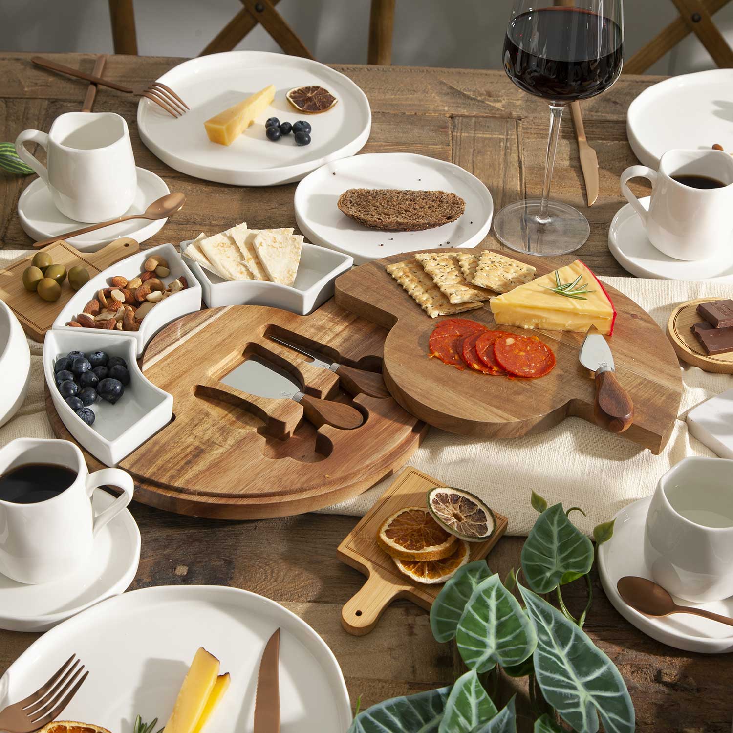 Set para quesos acacia con recipientes de cerámica 7 piezas-2-AMBIENTE GOURMET MÉXICO