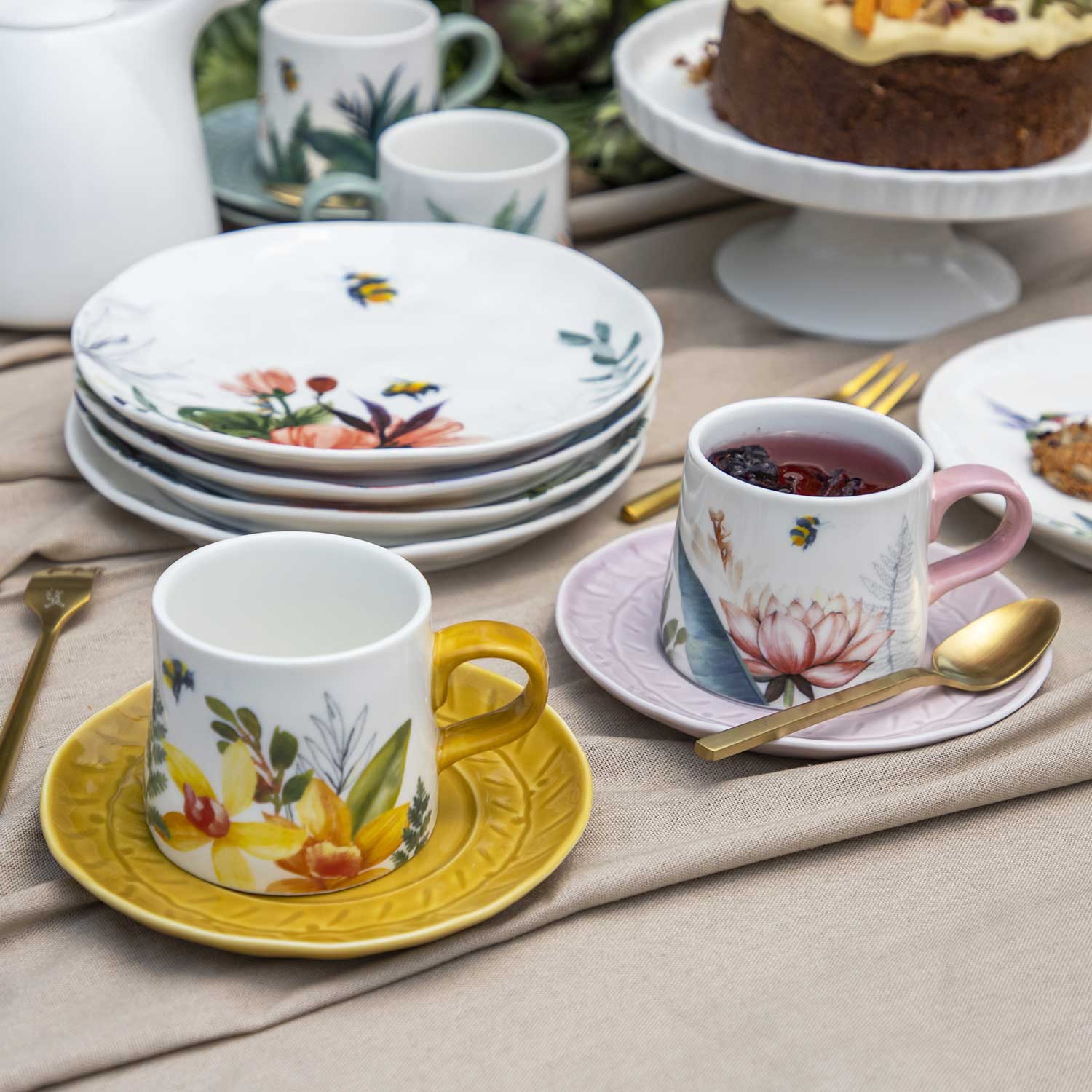 Pocillo y plato lily setx4