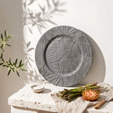 Plato base hojas gris
