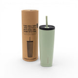 Termo doble pared verde con pitillo 550 ml