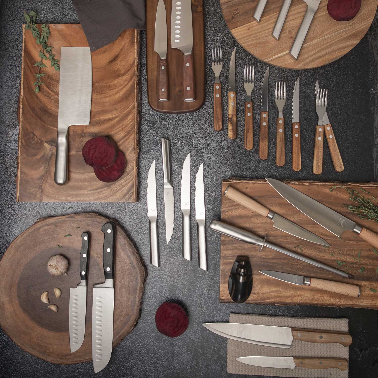 Setx3 cuchillos shun en madera