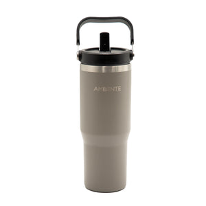 Termo con pitillo y manija gris 890 ml