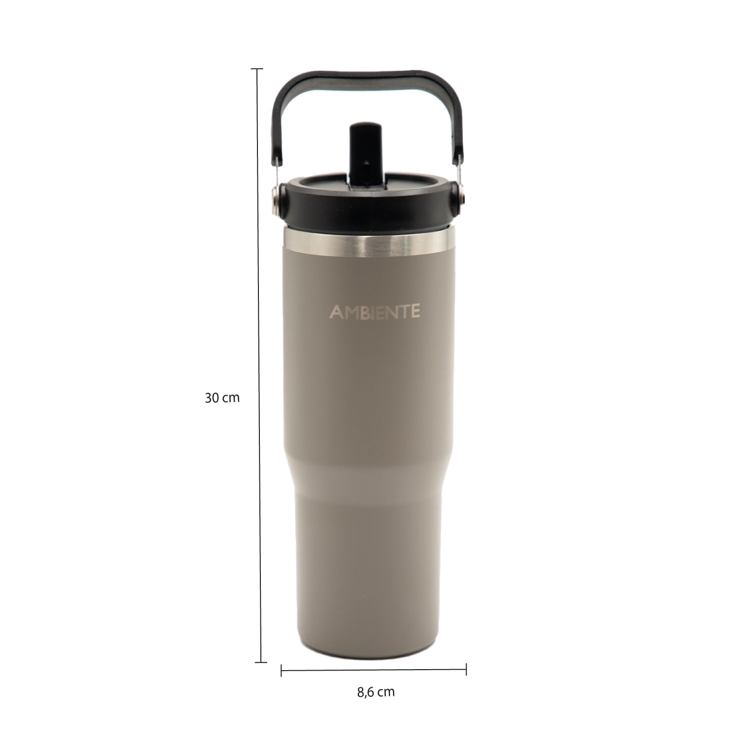 Termo con pitillo y manija gris 890 ml