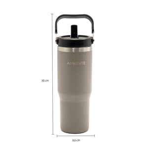 Termo con pitillo y manija gris 890 ml