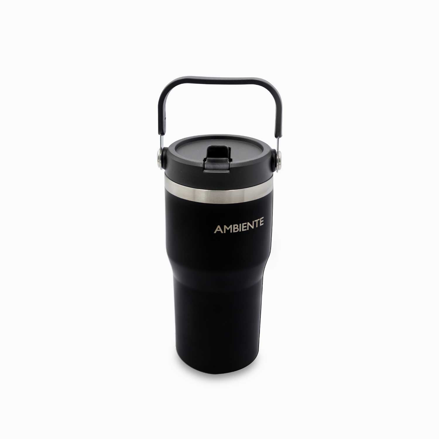 Termo doble pared negro con manija 600ml