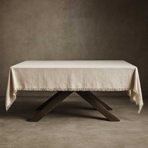 Mantel para mesa flecos beige 140x240cm