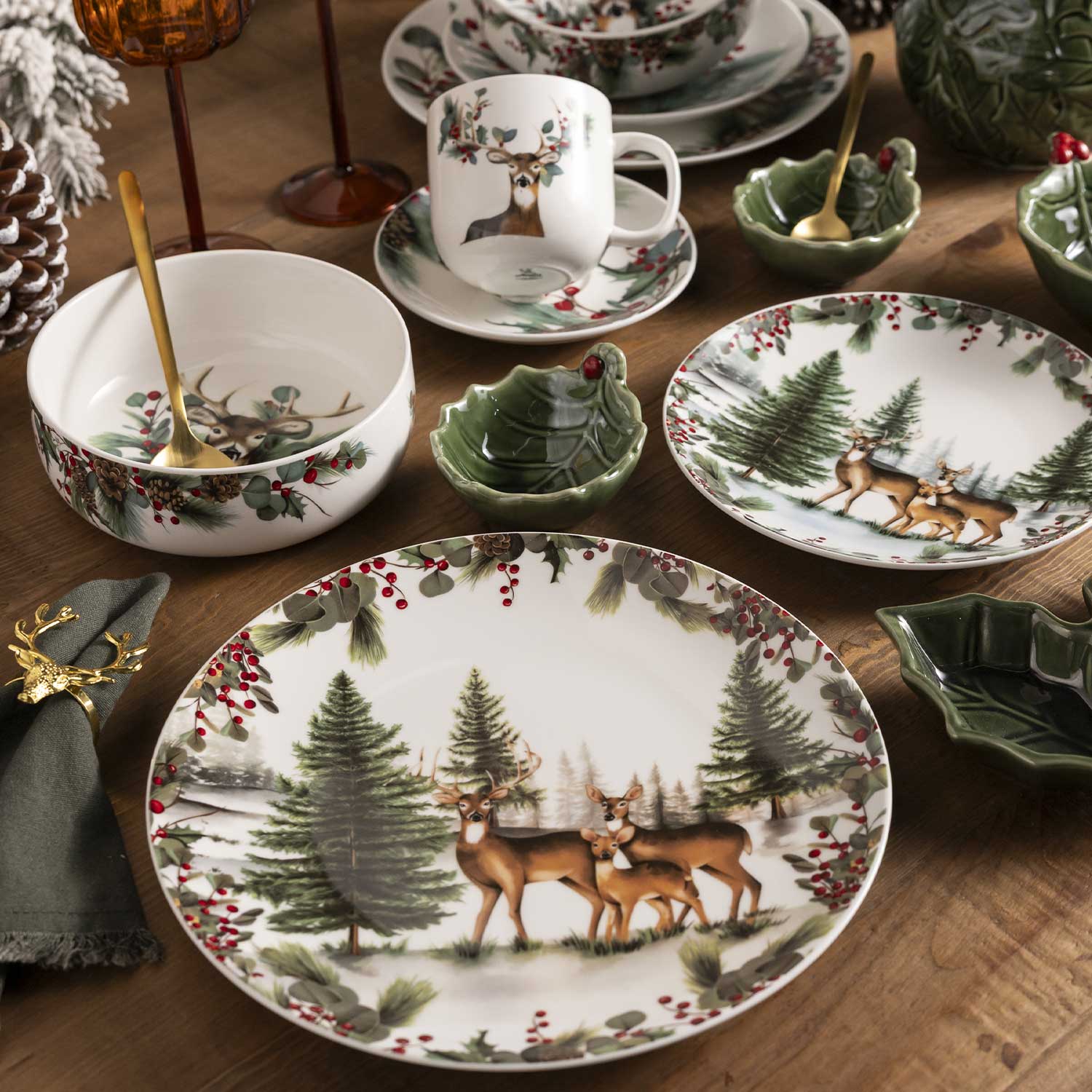 Pocillo y plato navidad Silvestre setx4-6-AMBIENTE GOURMET MÉXICO