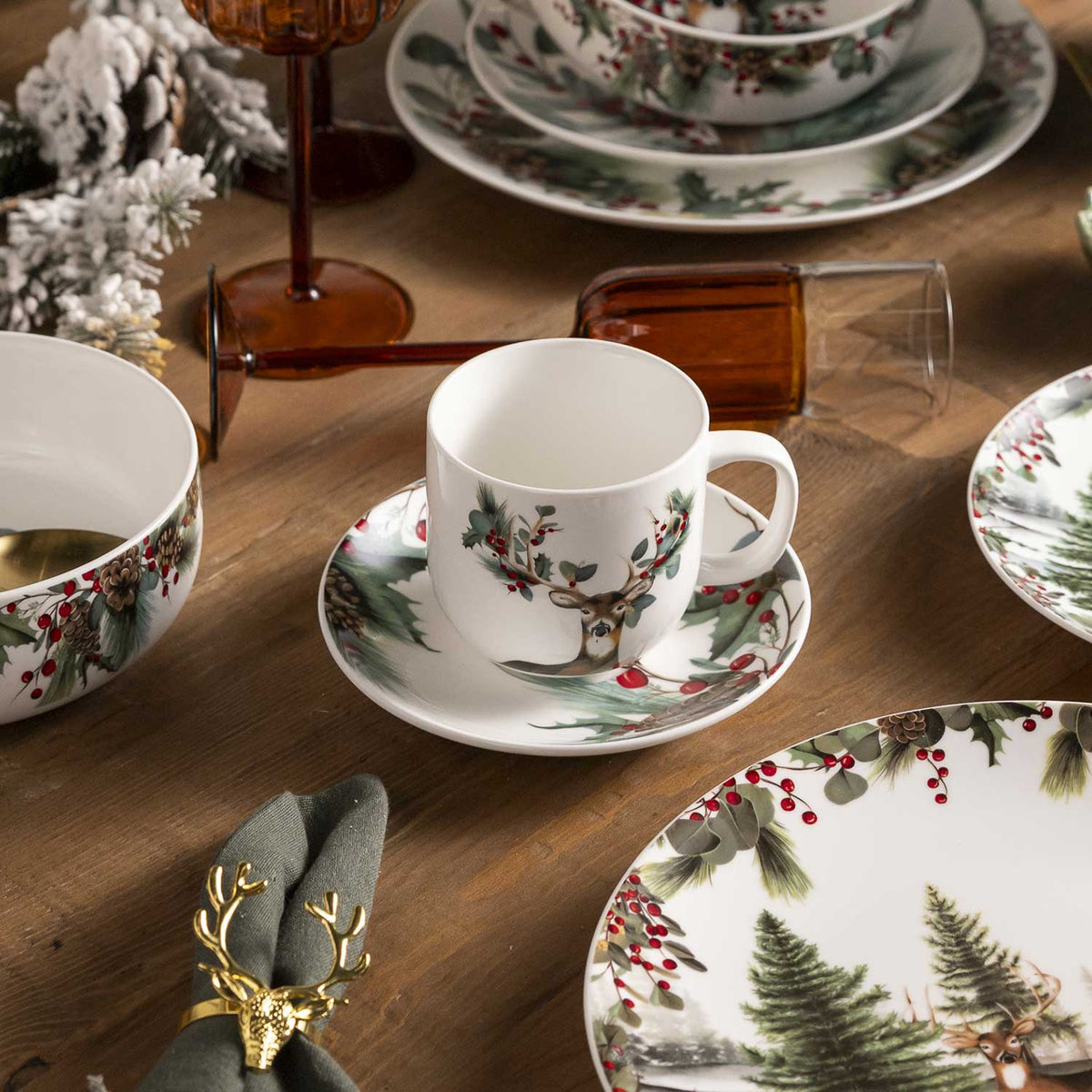 Pocillo y plato navidad Silvestre setx4-9-AMBIENTE GOURMET MÉXICO