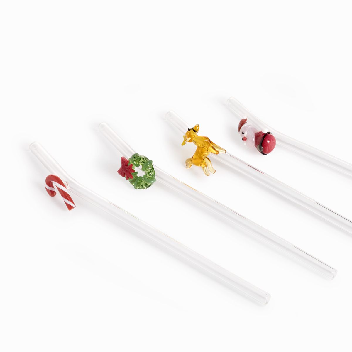 Pitillos en vidrio Noche Buena set x4