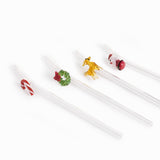 Pitillos en vidrio Noche Buena set x4