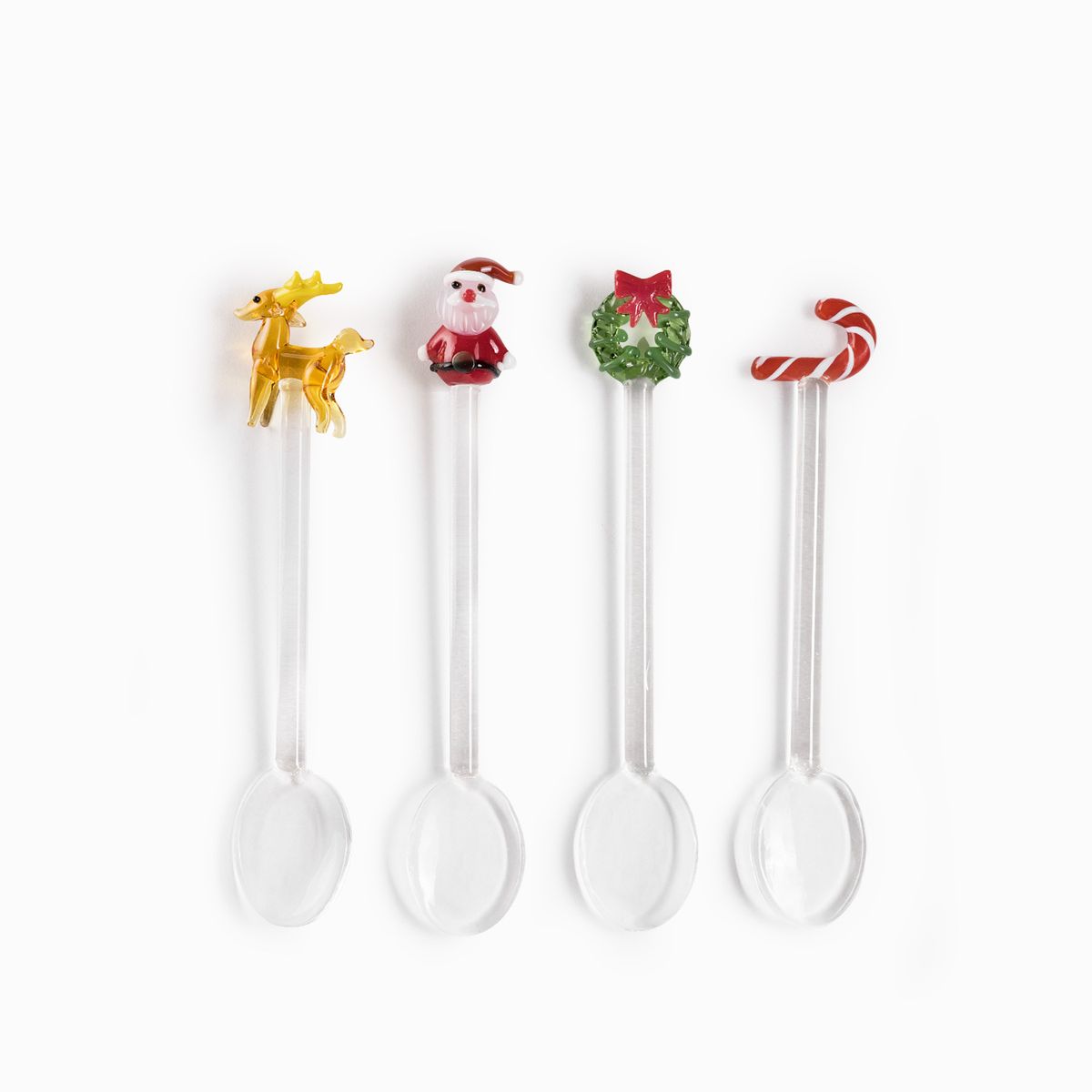 Cucharas en vidrio Noche Buena set x4
