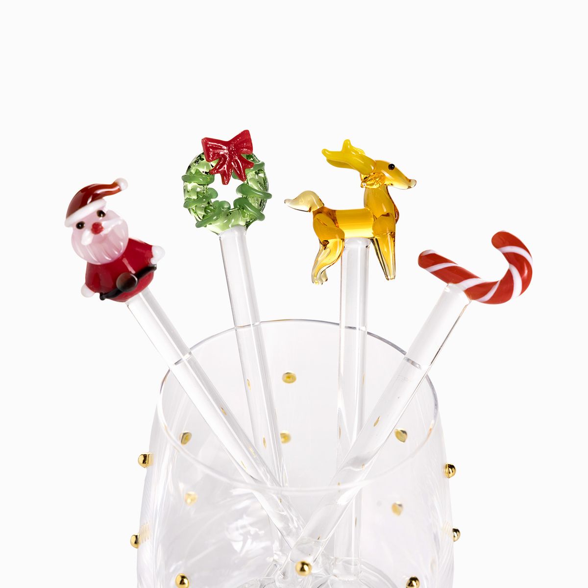 Cucharas en vidrio Noche Buena set x4