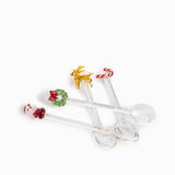 Cucharas en vidrio Noche Buena set x4