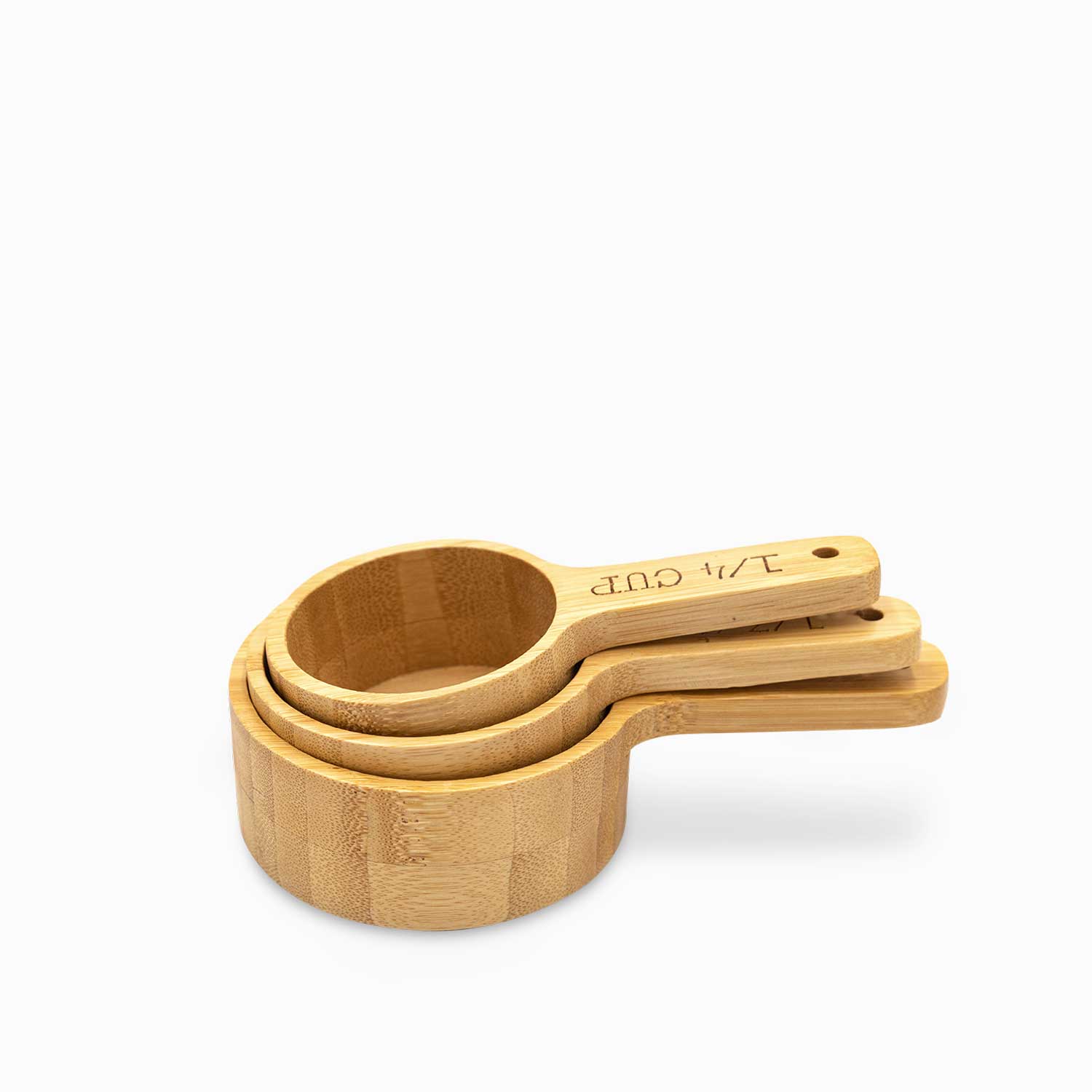 Tazas medidoras en bambú x3