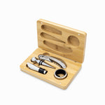 Kit vino caja bambú set x4