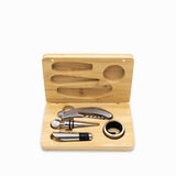 Kit vino caja bambú set x4