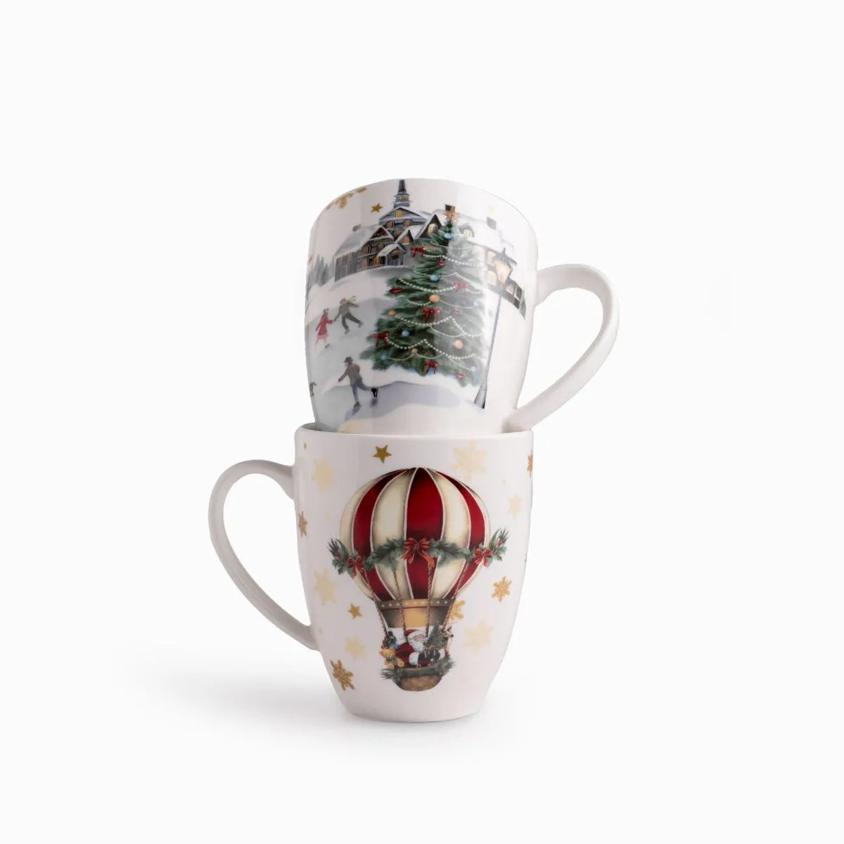 Mug noche buena snow ville 350ml set x2