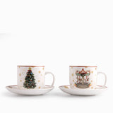 Taza y plato noche buena snow 4 piezas