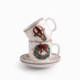 Taza y plato noche buena snow crown 4 piezas
