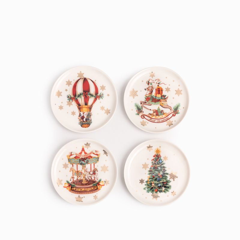 Portavasos noche buena snow set x4