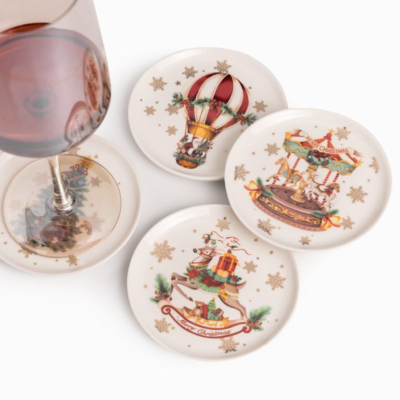Portavasos noche buena snow set x4