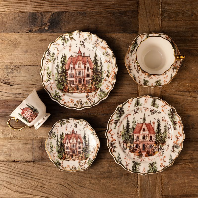Plato mediano aldea invernal 20cm set x2