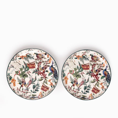 Plato principal aves de invierno 27cm set x2