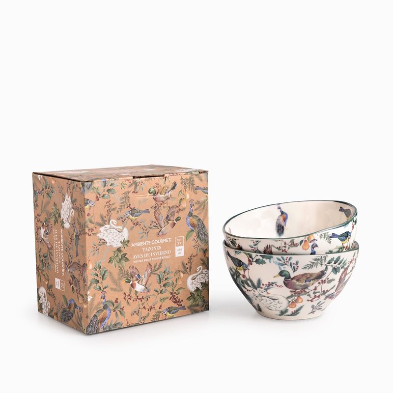 Tazón aves de invierno 15cm set x2