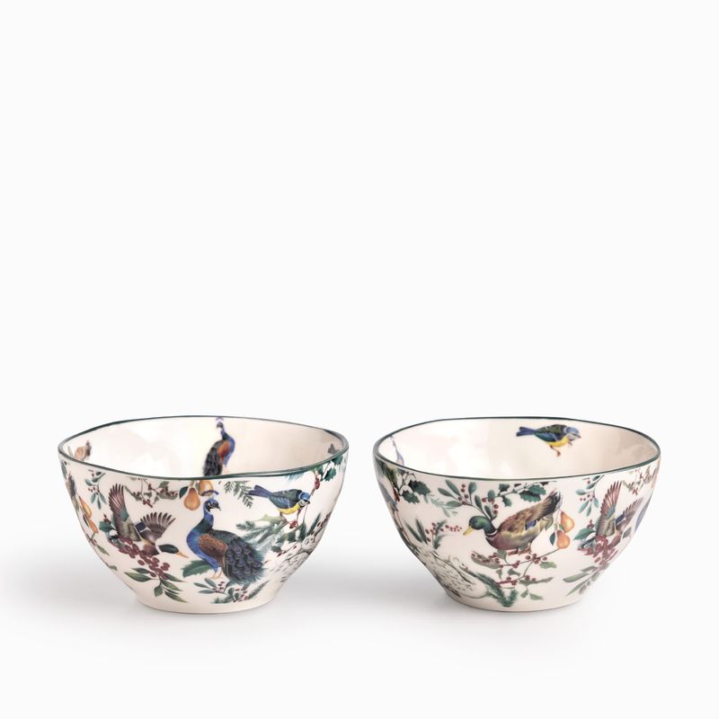 Tazón aves de invierno 15cm set x2