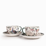Pocillo y plato aves de invierno 240ml 4 piezas