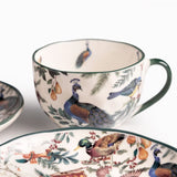 Pocillo y plato aves de invierno 240ml 4 piezas