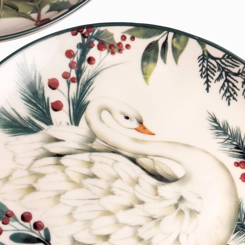 Plato mediano aves de invierno 20cm set x4