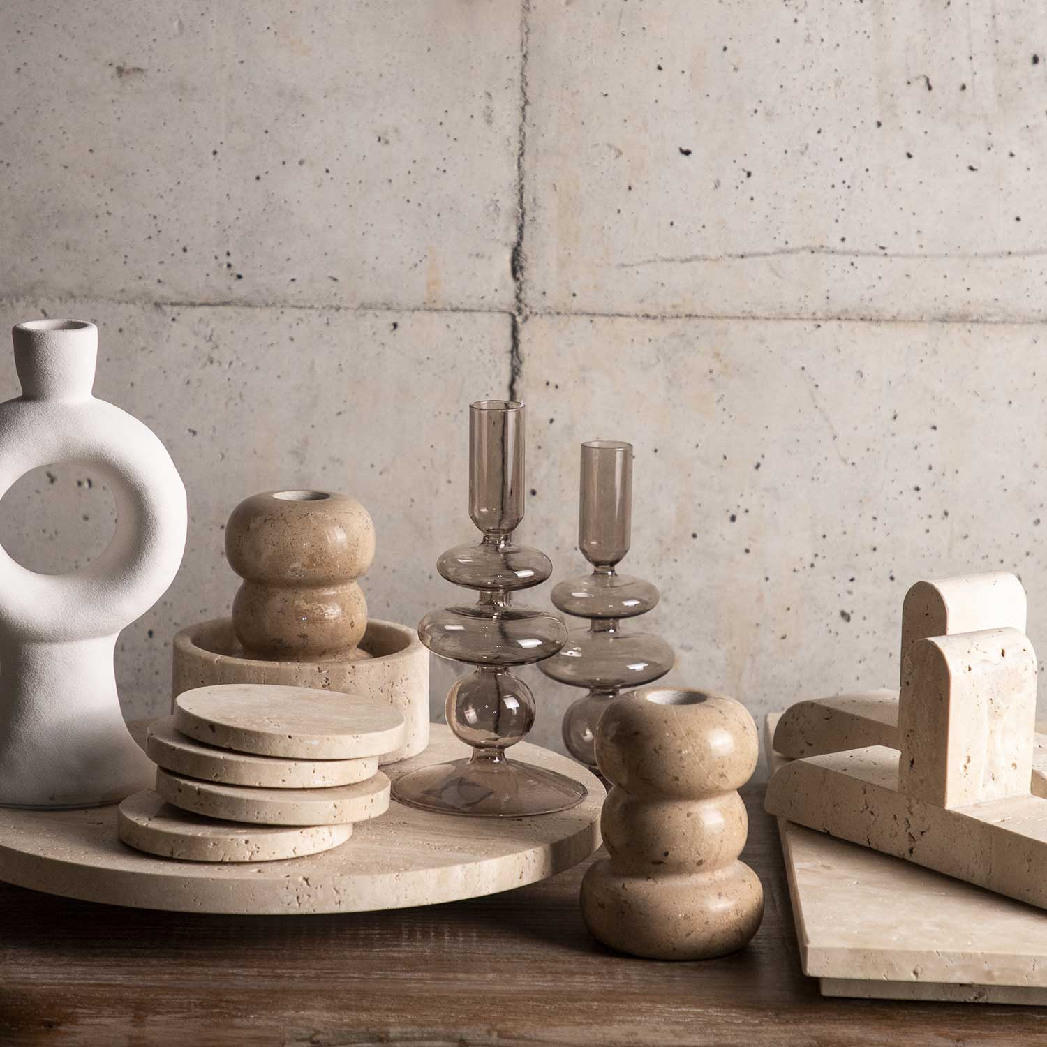 Candelabro Aros Travertino