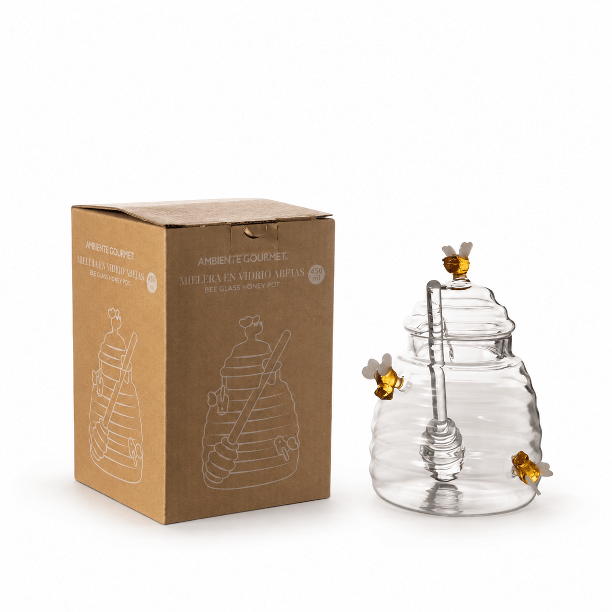 Mielera en vidrio abejas 450ml