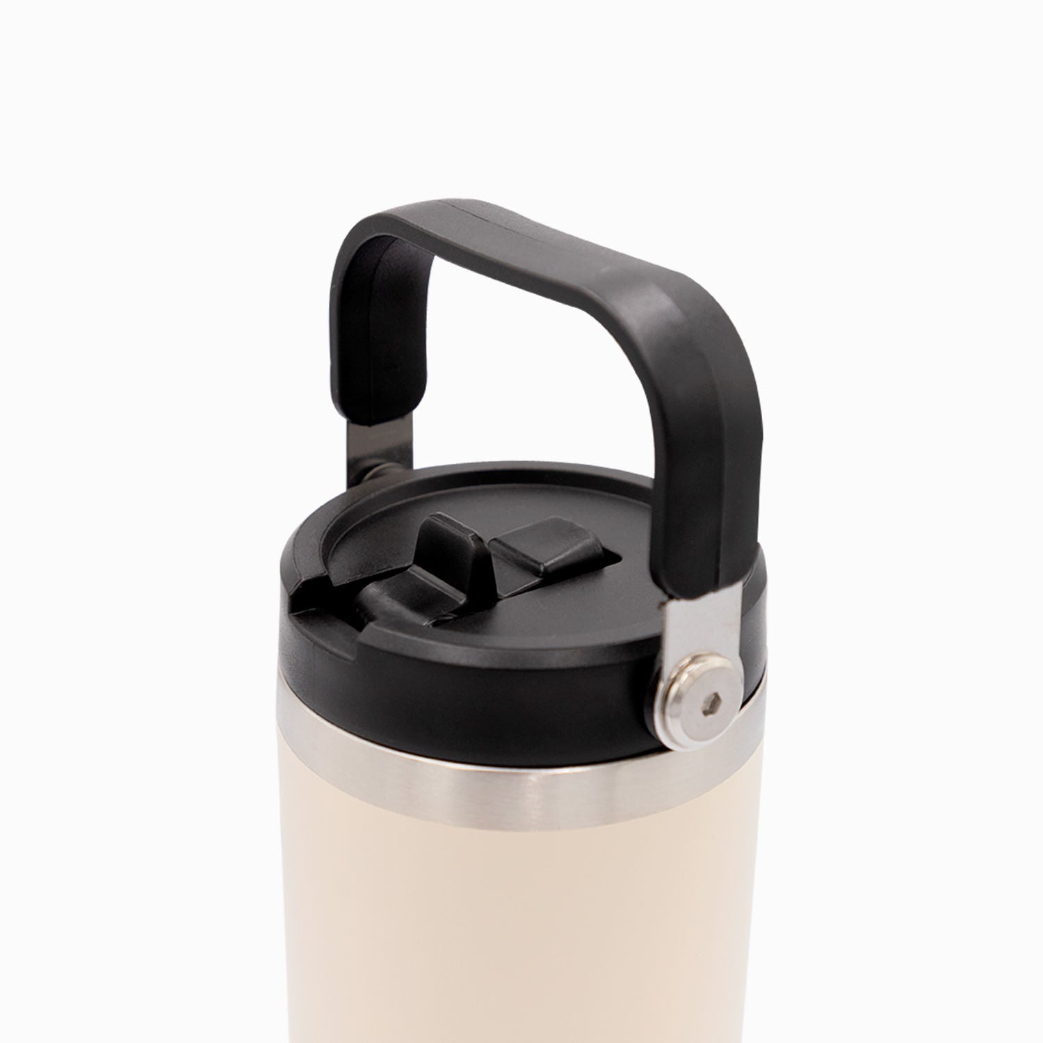 Termo con pitillo y manija beige 890ml