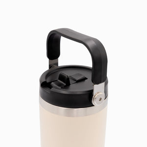 Termo con pitillo y manija beige 890ml