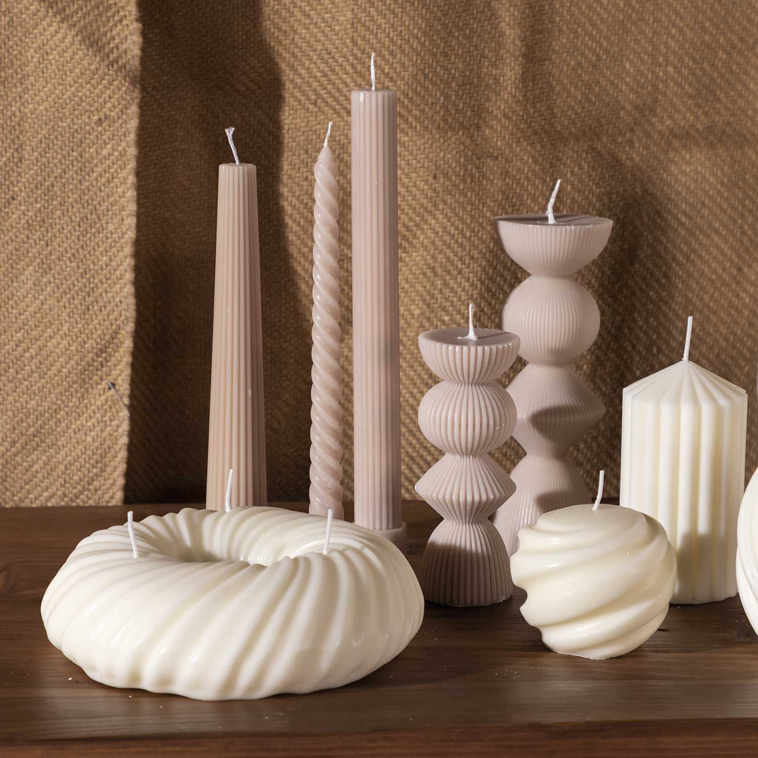 Velas Tower Beige 23Cm Set X2
