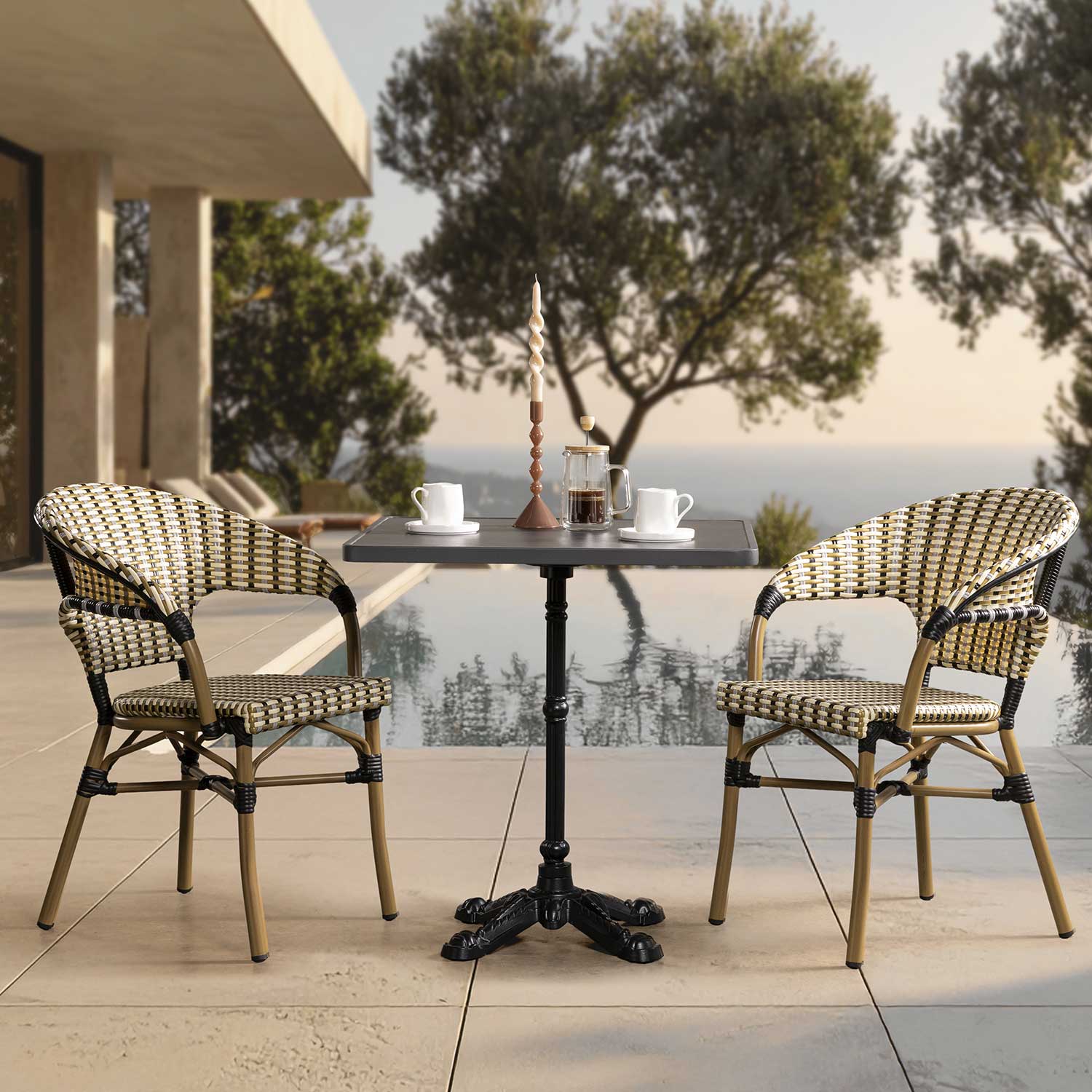 Silla de comedor Bistro brazos gris - negro - beige 81x55x59