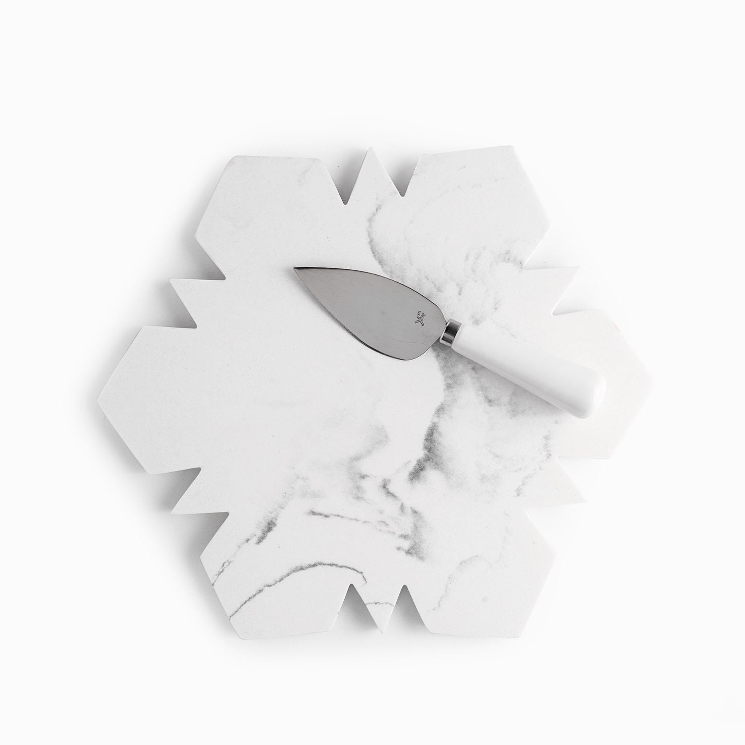 Set tabla snowflake y cuchillo quesos