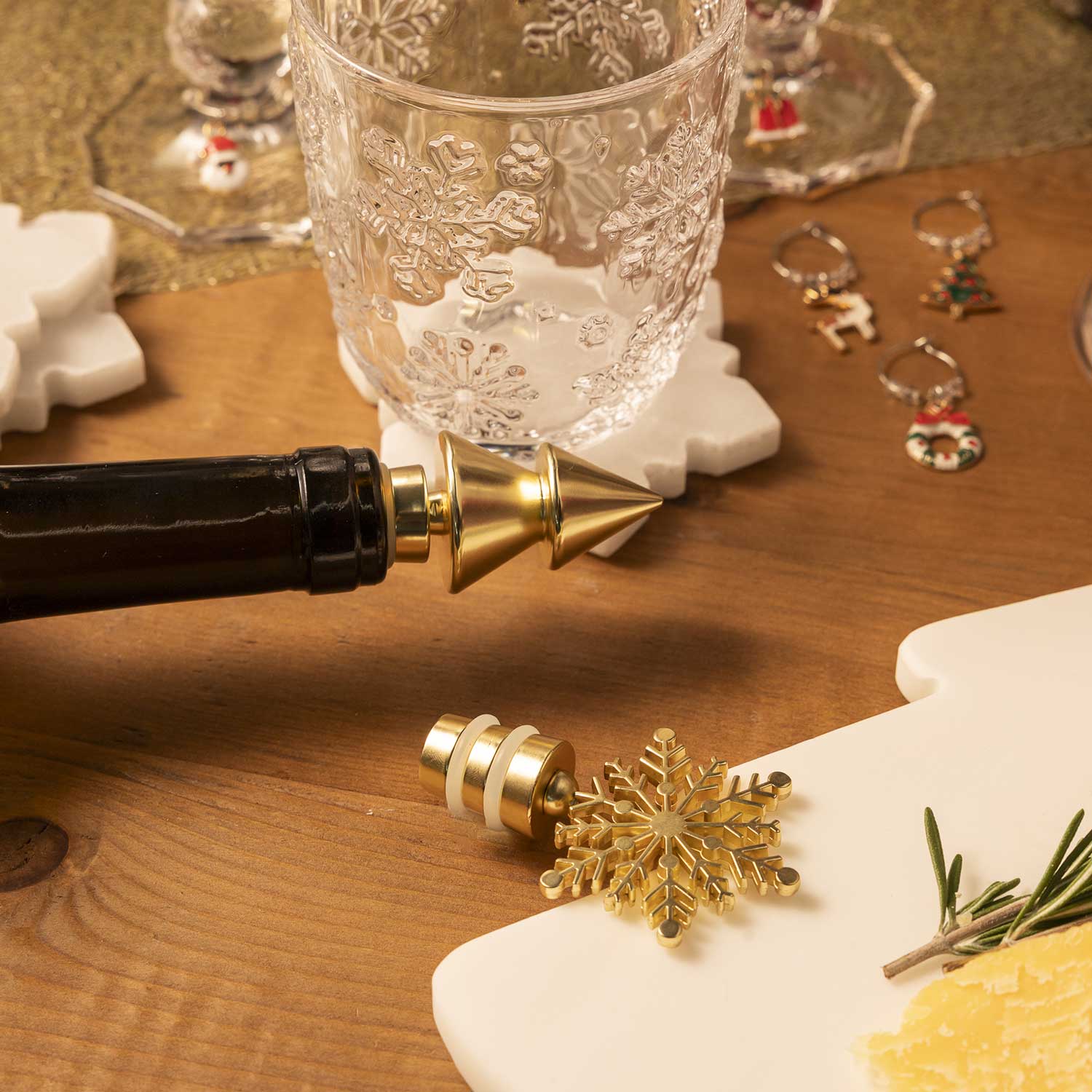 Tapa para botella vino árbol dorado