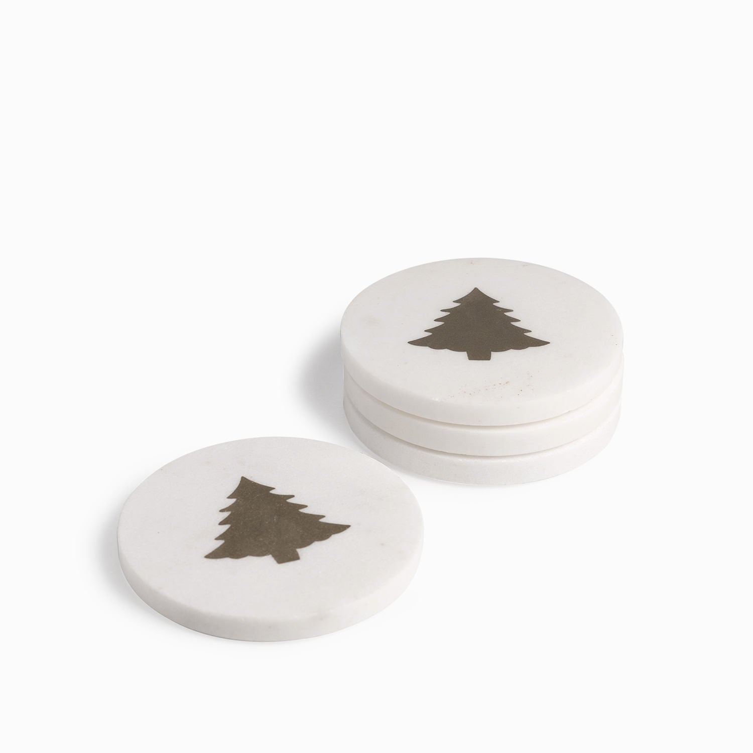 Portavasos árbol navidad mármol set x4