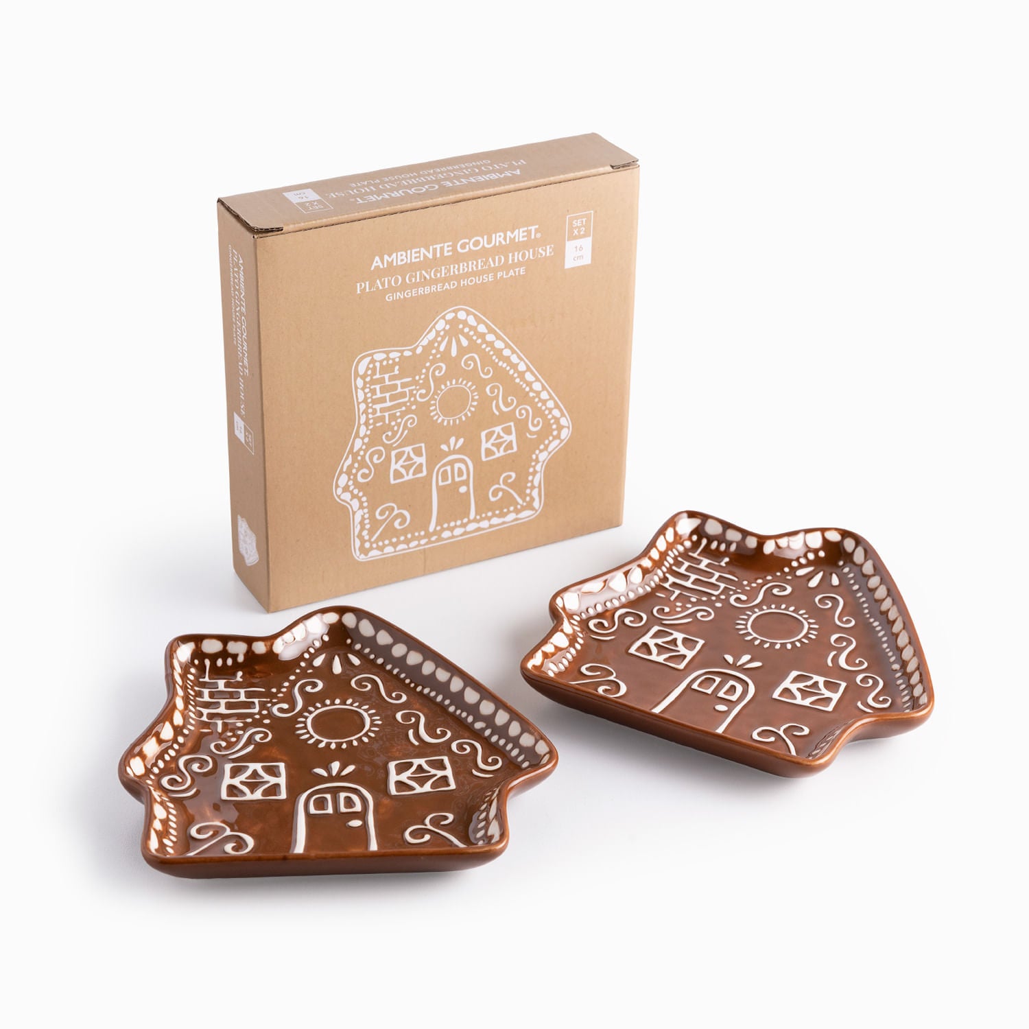 Plato Gingerbread house 16cm set x2