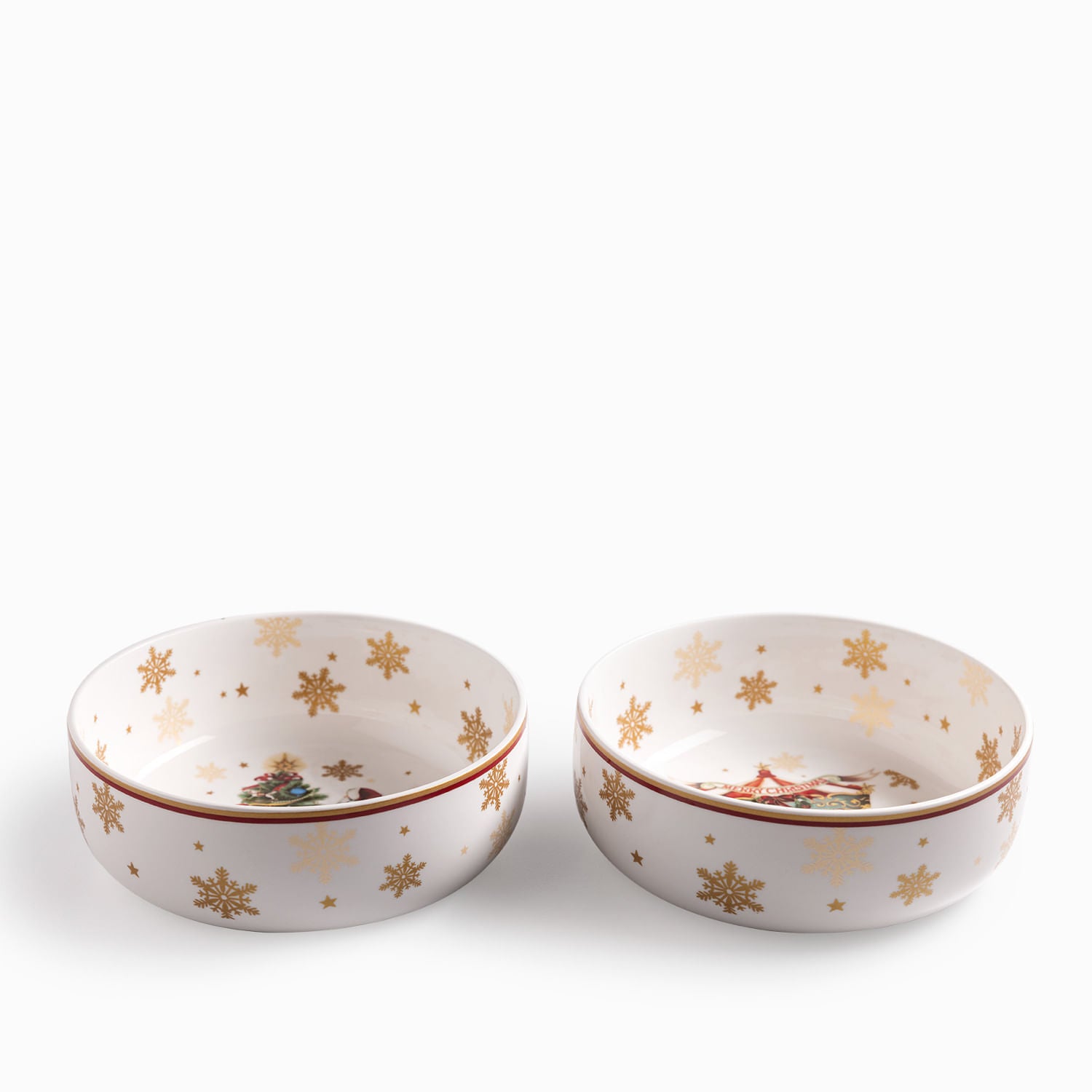 Tazón sopa Noche Buena Snow carousel santa 850ml set x2