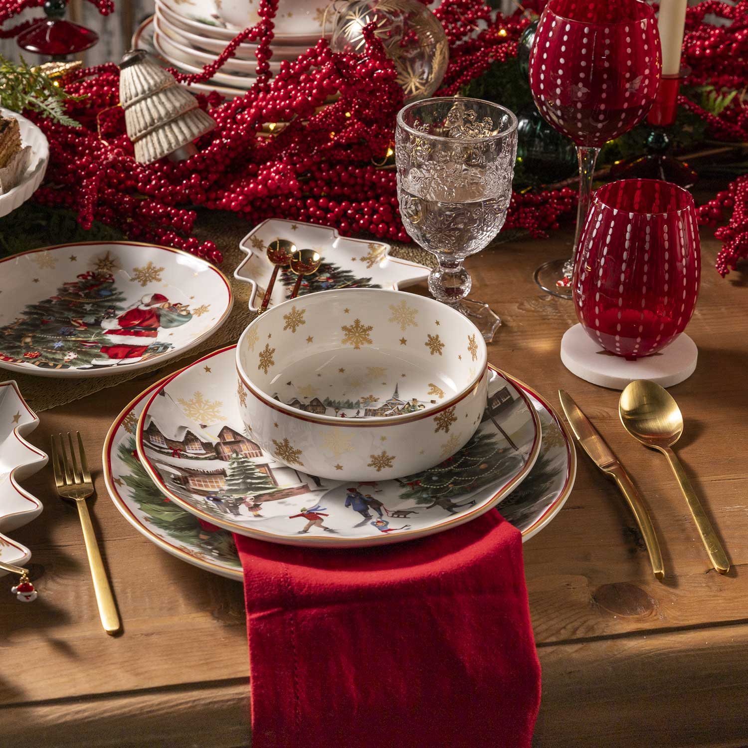 Plato mediano Noche Buena snow crownville 21cm set x2