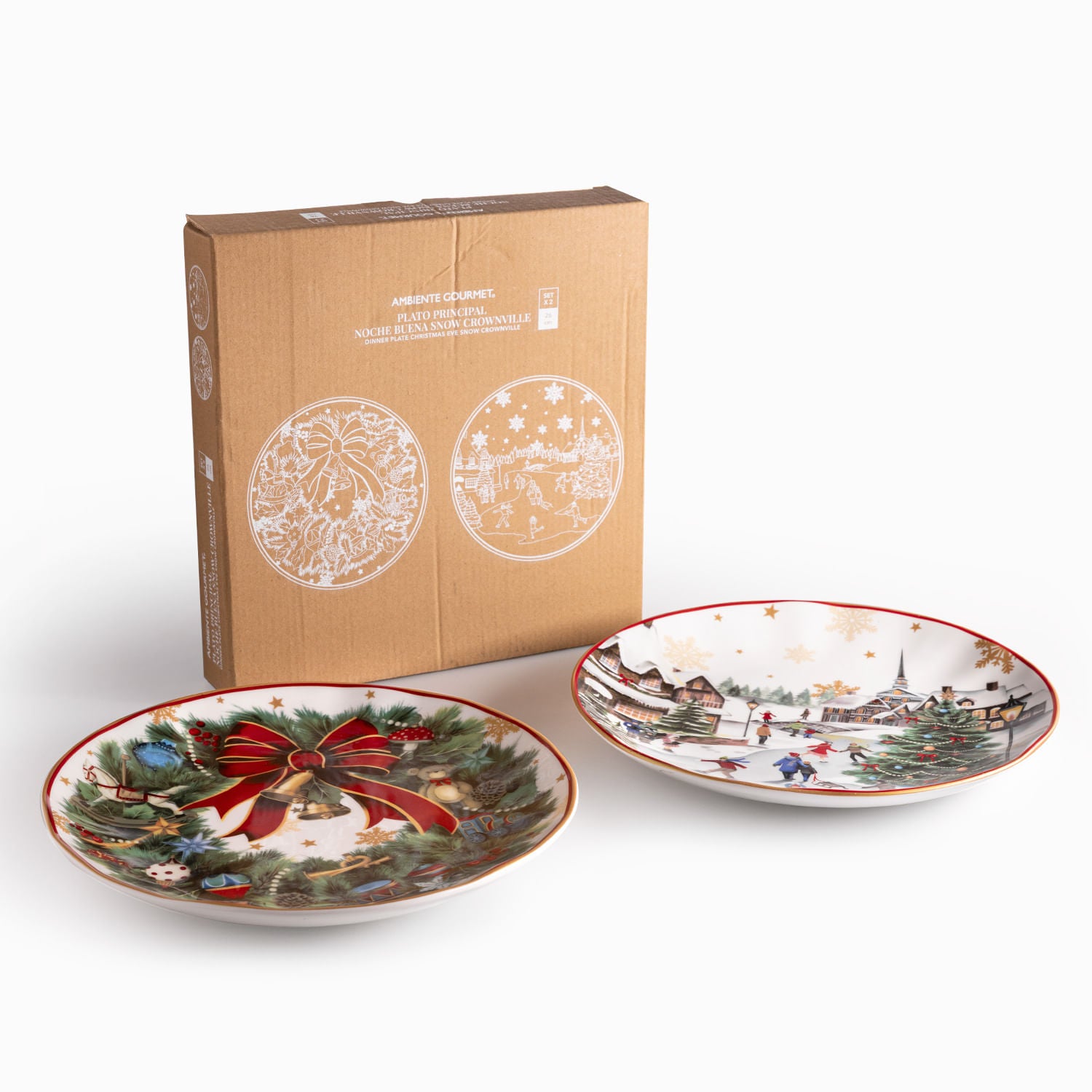 Plato mediano Noche Buena snow crownville 21cm set x2